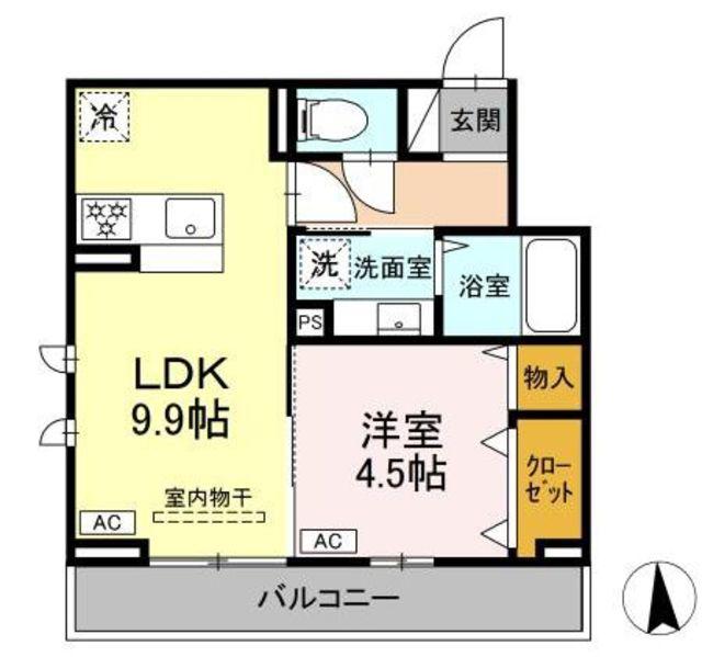 D′BLESS横濱岸根公園I(1LDK/2階)の間取り写真