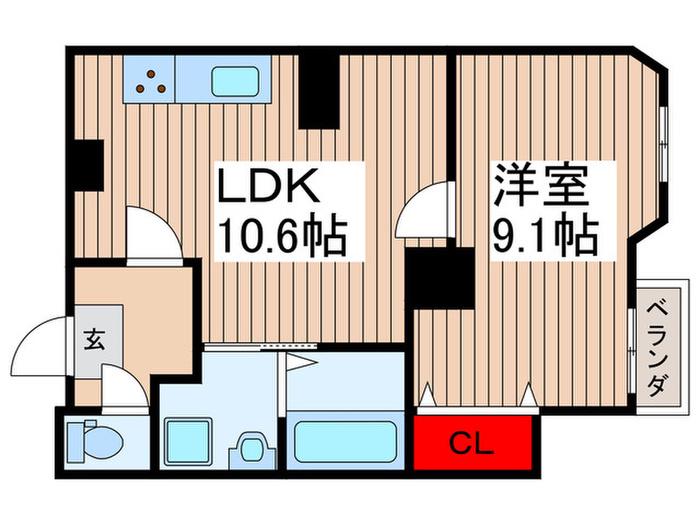 秋葉ビル(1LDK/2階)の間取り写真