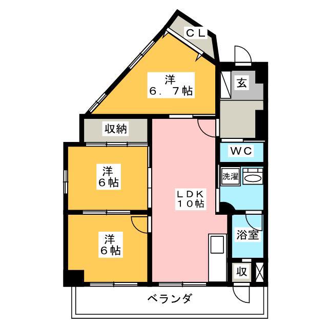 グランドパレス加納(3LDK/4階)の間取り写真