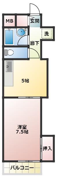芹澤マンション(1DK/3階)の間取り写真
