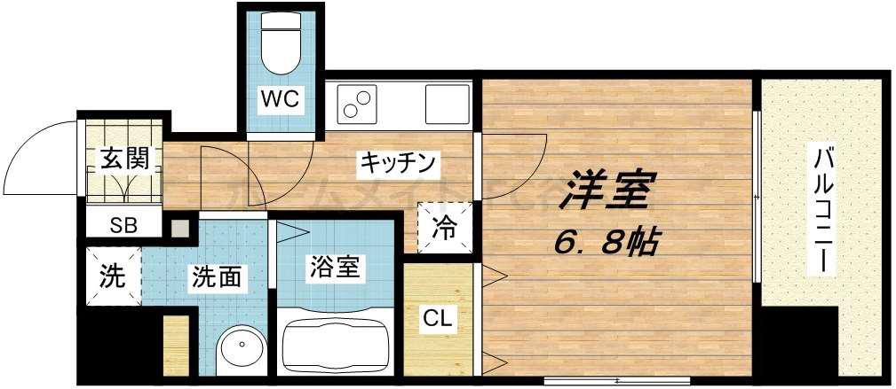 アマービレ森之宮(1K/6階)の間取り写真