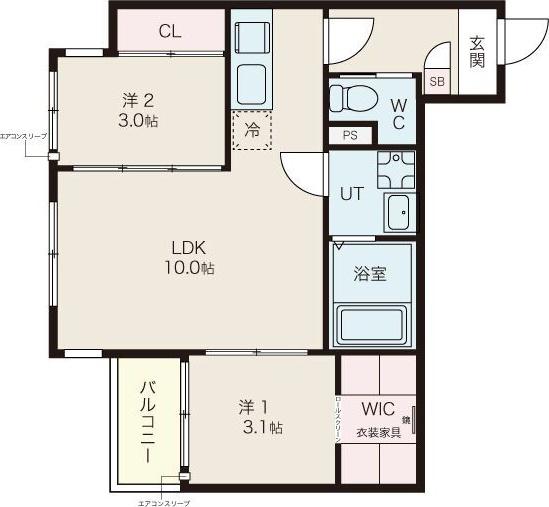 ILUSION六番町(2LDK/3階)の間取り写真