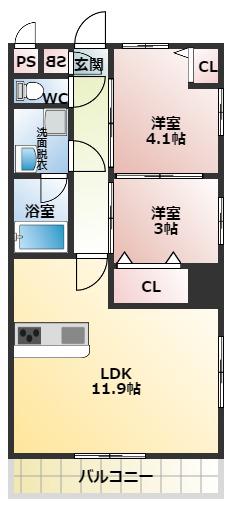 セレーナ(2LDK/2階)の間取り写真