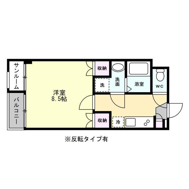 JOY婦中(1K/3階)の間取り写真