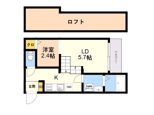 DEAR COURT K(1LDK/2階)の間取り写真