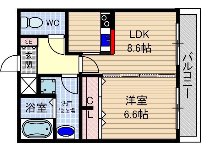 レジデンスKU(1LDK/6階)の間取り写真
