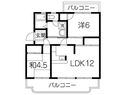 ハイツ南甲府(2LDK/3階)の間取り写真