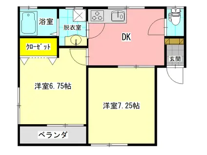 メゾン中之島(2DK/2階)の間取り写真