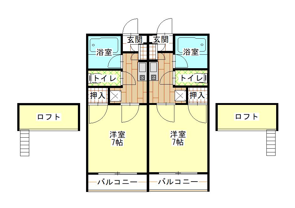 シャンドール東福山(1K/2階)の間取り写真