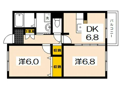 グラン・エトワール(2DK/2階)の間取り写真