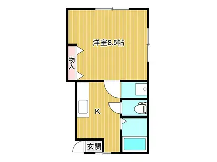 ライオンビル(1K/2階)の間取り写真