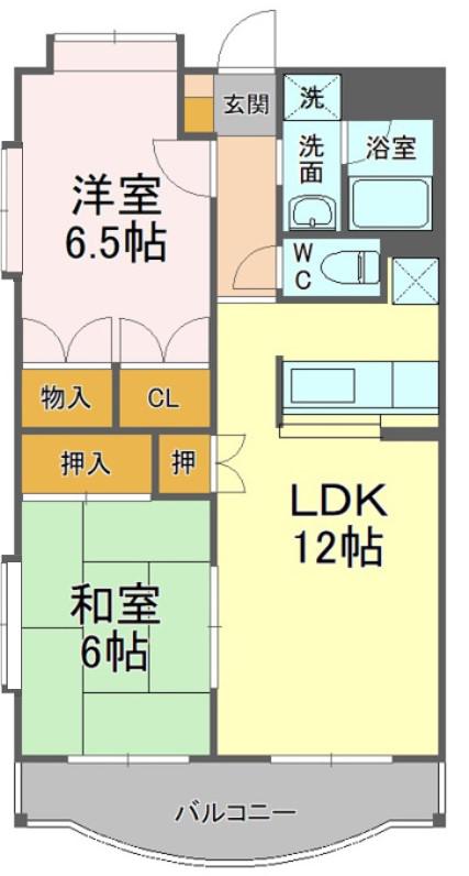 グランシャリオF(2LDK/3階)の間取り写真