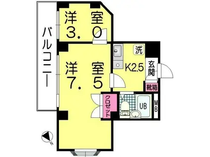 レジデンス坂本(2K/5階)の間取り写真