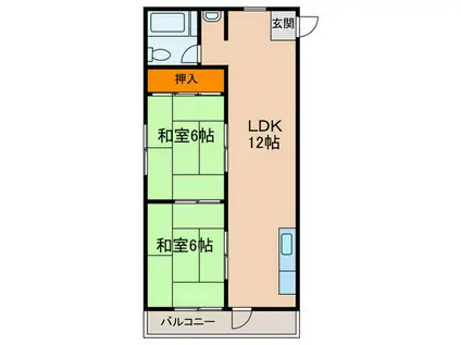 臼井ビル(2LDK/1階)の間取り写真