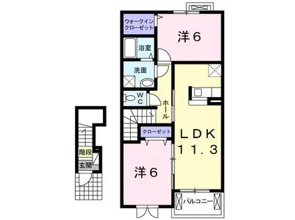 ファイン 奈良渕町 2LDKルーム(2LDK/2階)の間取り写真