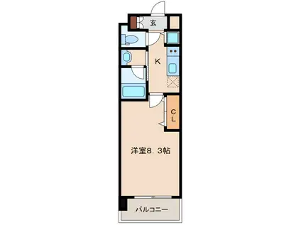 スプランディッド新大阪III(1K/14階)の間取り写真