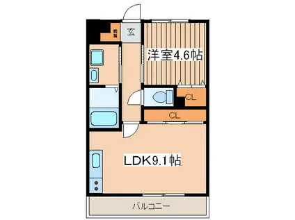 メゾンクレール(1LDK/1階)の間取り写真