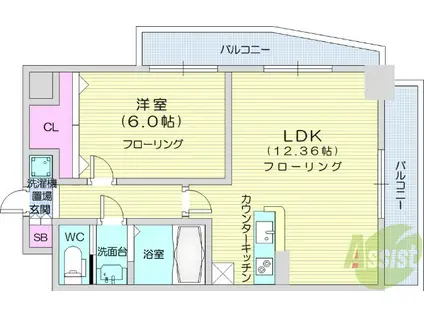 NASIC仙台東口(1LDK/2階)の間取り写真