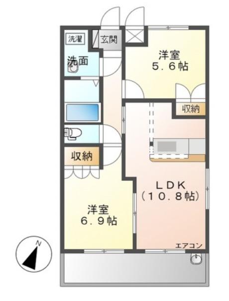 アリビオ(2LDK/2階)の間取り写真
