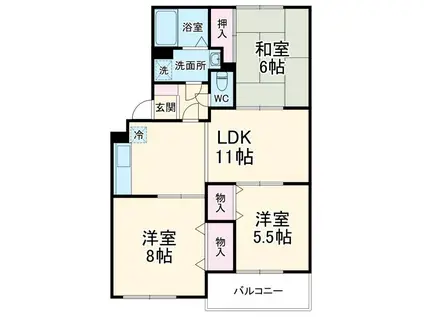 ロイトンI(3LDK/2階)の間取り写真