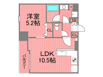 クレド新横浜(1LDK/6階)の間取り写真