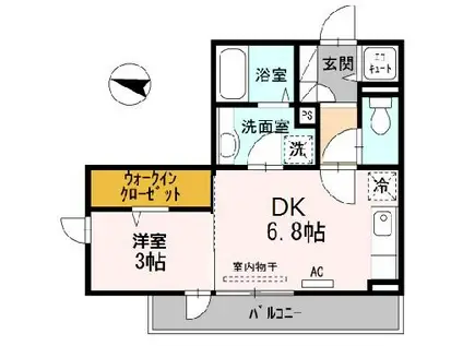 TREBINAAYAKA(1DK/2階)の間取り写真