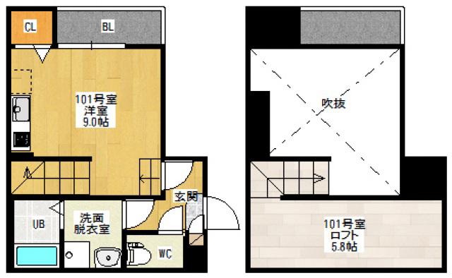 MAISONETIC 舟入本町(ワンルーム/1階)の間取り写真