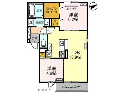 D-ROOM CHIYO(2LDK/3階)の間取り写真