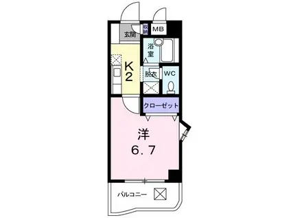 カサーレ三ヶ森(1K/5階)の間取り写真