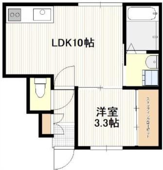 ウイスキーピーク(1LDK/1階)の間取り写真