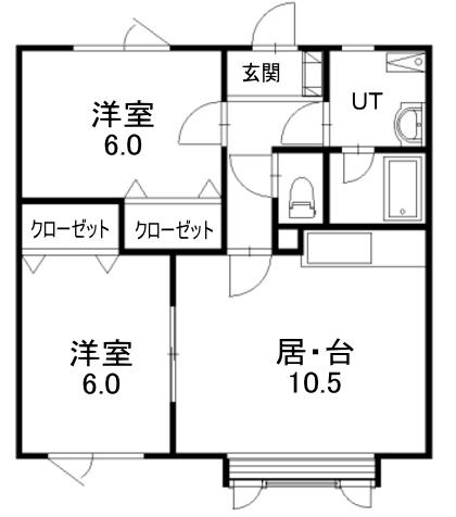 キリークMS(2DK/2階)の間取り写真