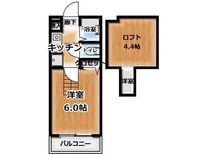 エトワールひばりヶ丘 B棟(1K/3階)の間取り写真