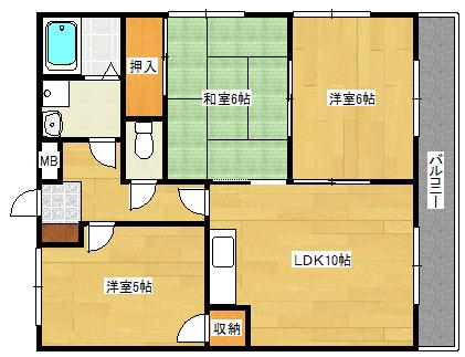 アップス安東VI(3LDK/2階)の間取り写真