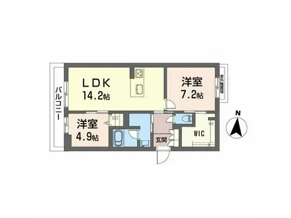 シャーメゾンシンシア(2LDK/3階)の間取り写真