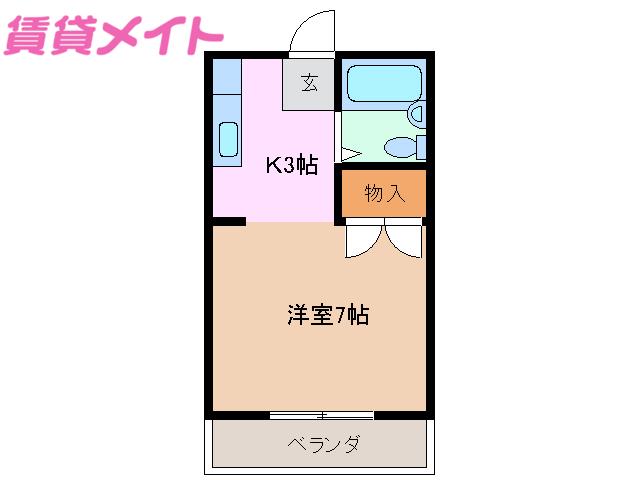 ハイツサンリバー(1K/2階)の間取り写真
