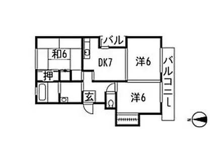 内野台アビタシオンI(3DK/1階)の間取り写真