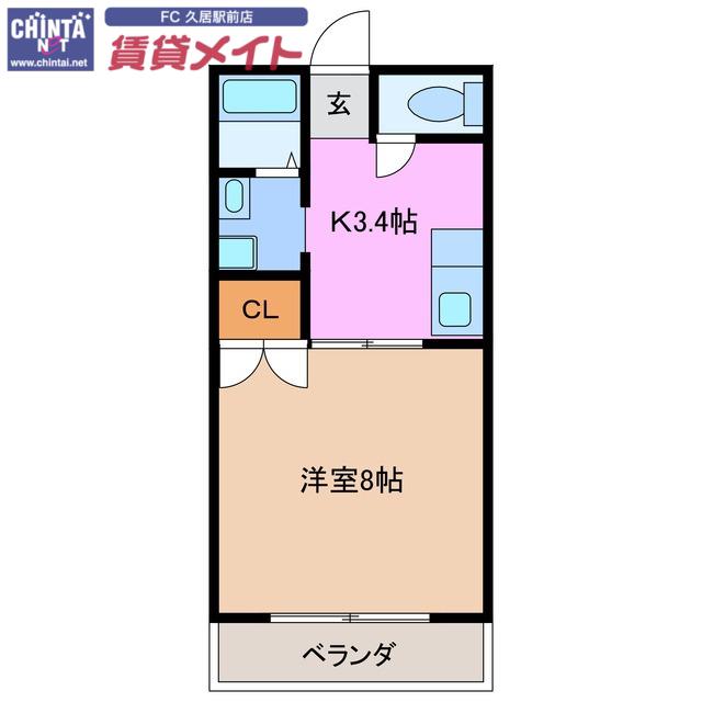 第二メゾン山本(1K/2階)の間取り写真