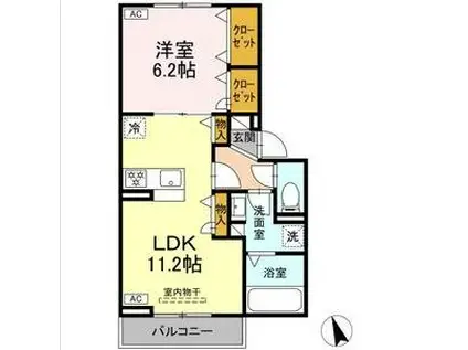 リッツハウスII(1LDK/2階)の間取り写真