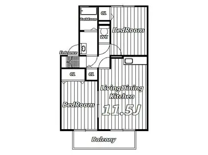 サーンク都(2LDK/2階)の間取り写真