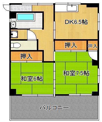 フタカハイツ(2DK/3階)の間取り写真