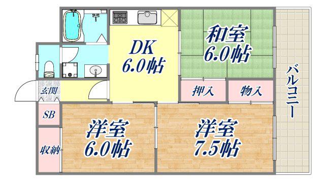 エステートピア日吉(3DK/2階)の間取り写真