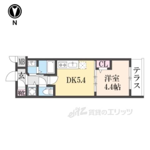 ベラジオワールドアイ京都円町(1DK/1階)の間取り写真