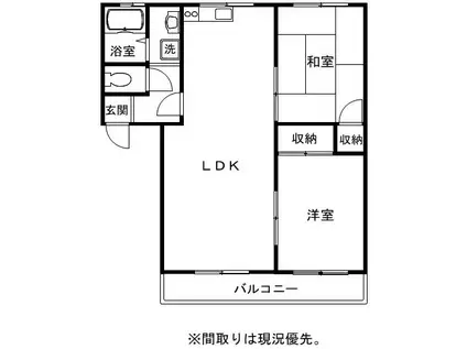 ローゼヒダカB(2LDK/1階)の間取り写真