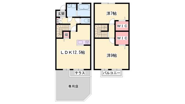ラ・ヴィーダーIII(2LDK/1階)の間取り写真