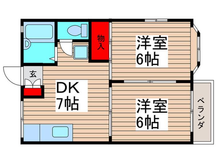 メゾンアルテB(2DK/2階)の間取り写真