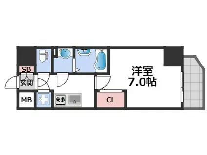 エスリード難波 THE FIRST(1K/15階)の間取り写真