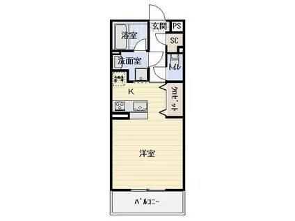 リベルタ 芝(ワンルーム/1階)の間取り写真