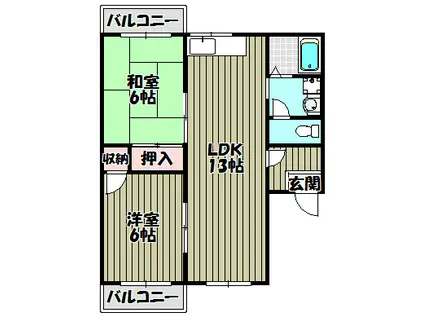 プティセゾン草部(2LDK/2階)の間取り写真