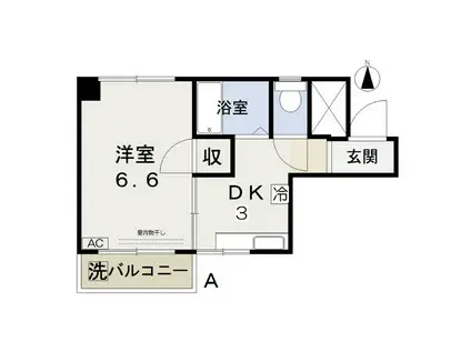 吉岡ビルII(1DK/4階)の間取り写真