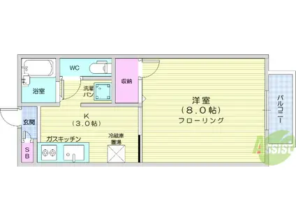 和山ハイツⅡ(1K/1階)の間取り写真